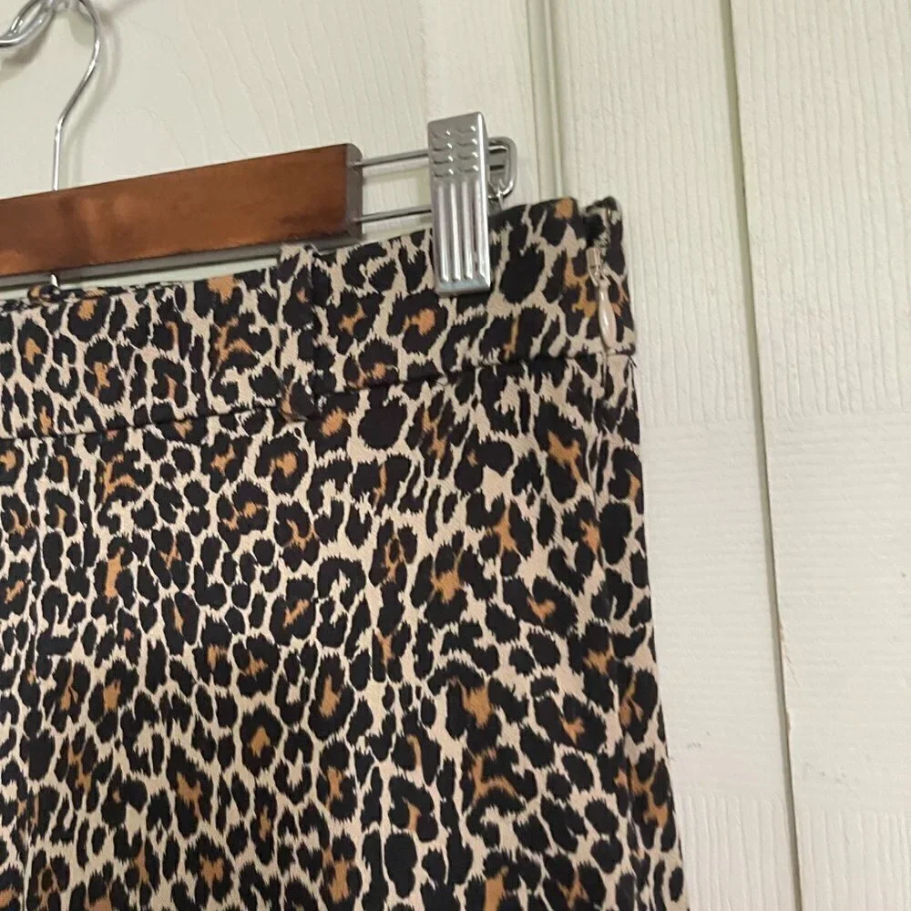 J. Crew Womens Black Tan Leopard Print Cropped Winnie Pant Trousers Size 6
